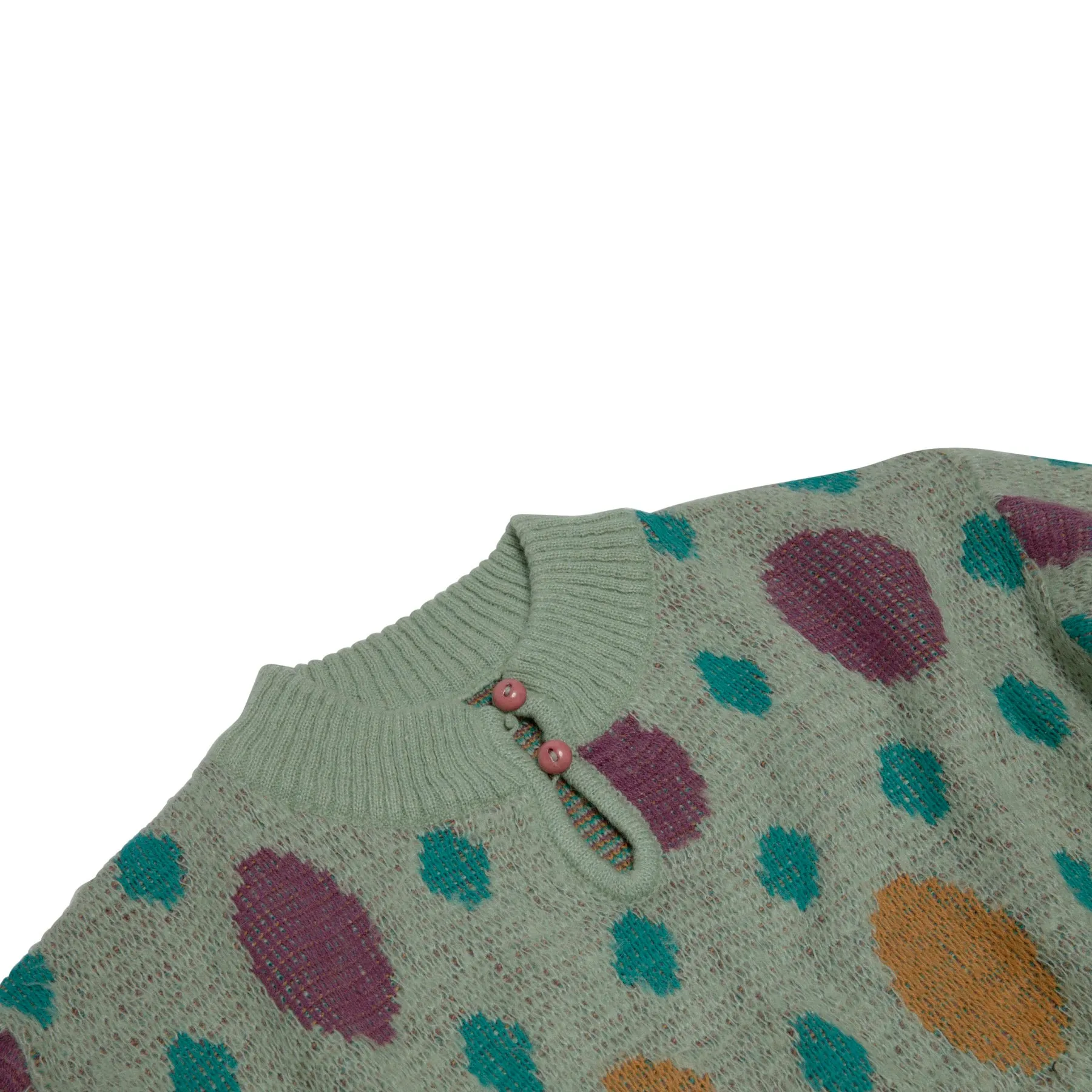 70s Milanese Mohair Yarn Jacquard Keyhole Jumper