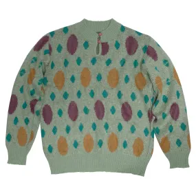 70s Milanese Mohair Yarn Jacquard Keyhole Jumper