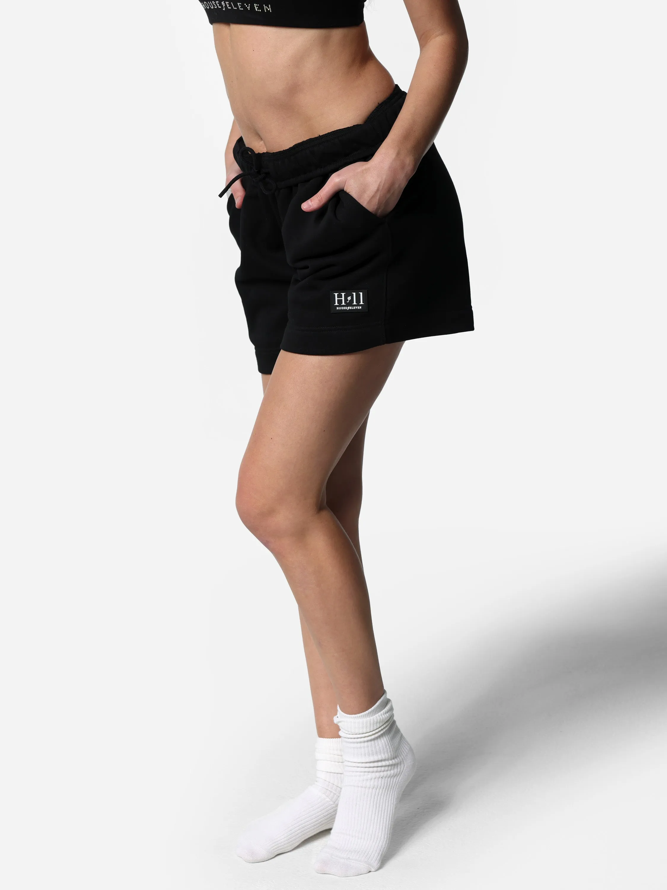 Black HOF11 Rubber Patch Relaxed Shorts
