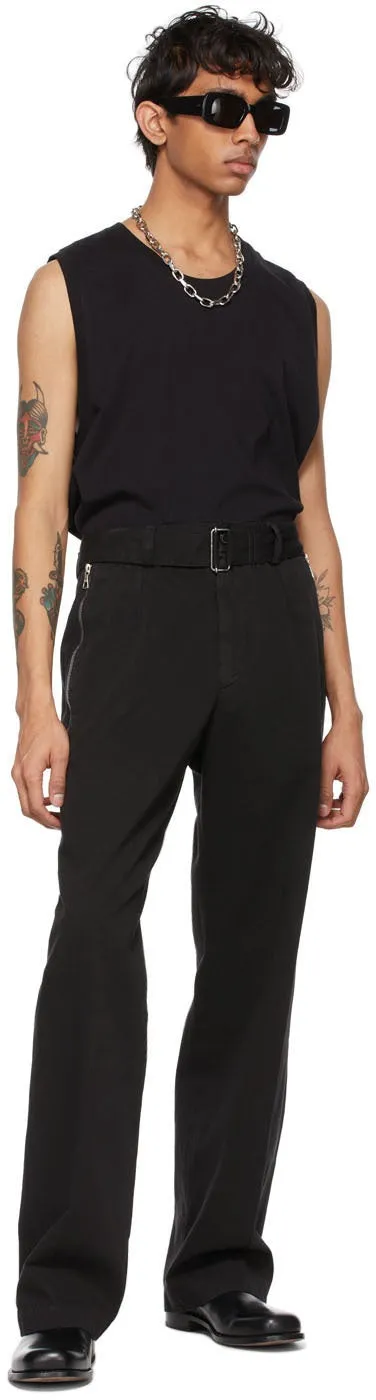 Dries Van Noten Black Belted Trousers