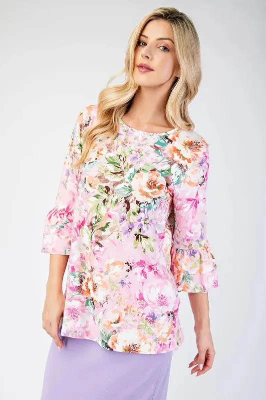 Floral Layering Tops with None Slip Sleeves