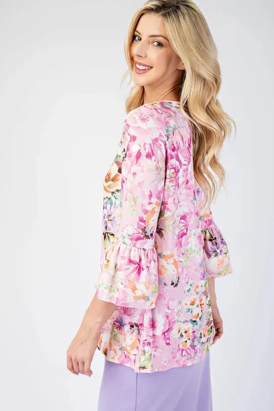 Floral Layering Tops with None Slip Sleeves