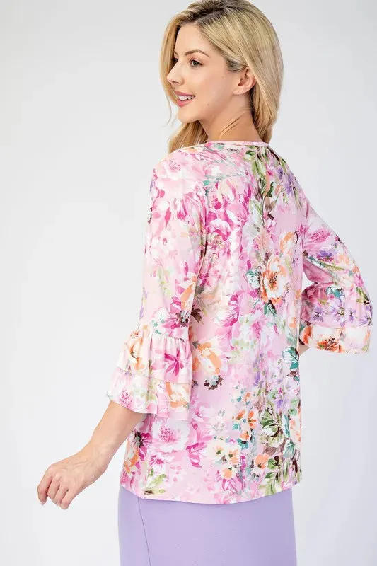 Floral Layering Tops with None Slip Sleeves