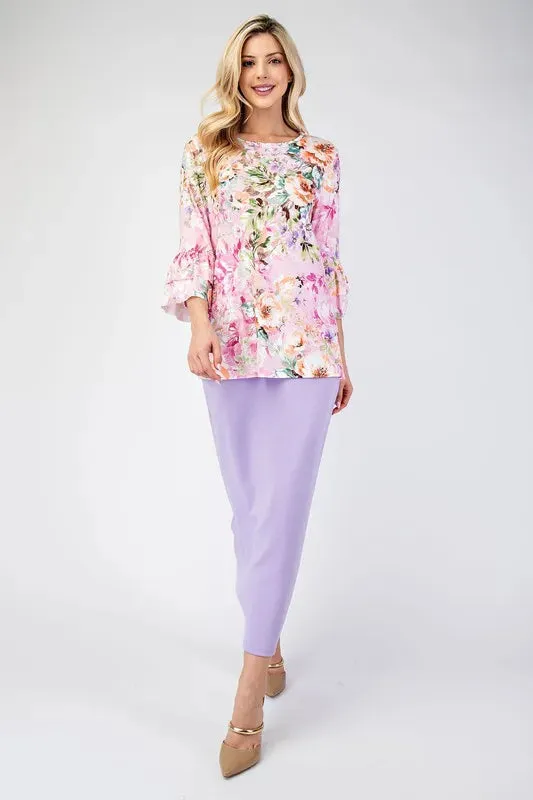 Floral Layering Tops with None Slip Sleeves