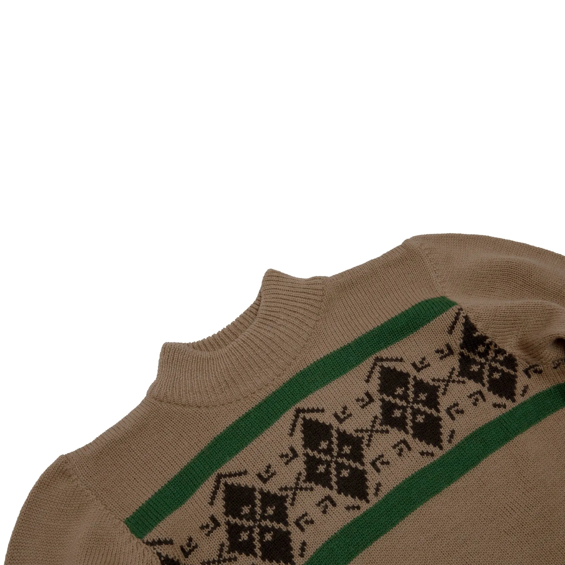 Jacquard Stocking Stitch Pure Wool Mock Neck Sweater