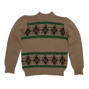 Jacquard Stocking Stitch Pure Wool Mock Neck Sweater