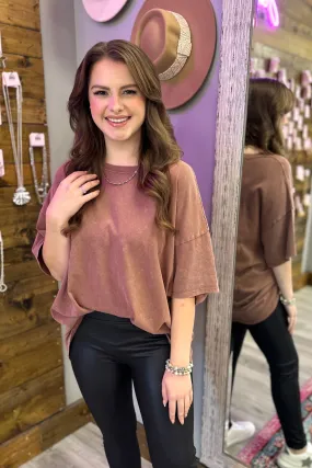 JOANHA Oversized Knit Top- Chestnut