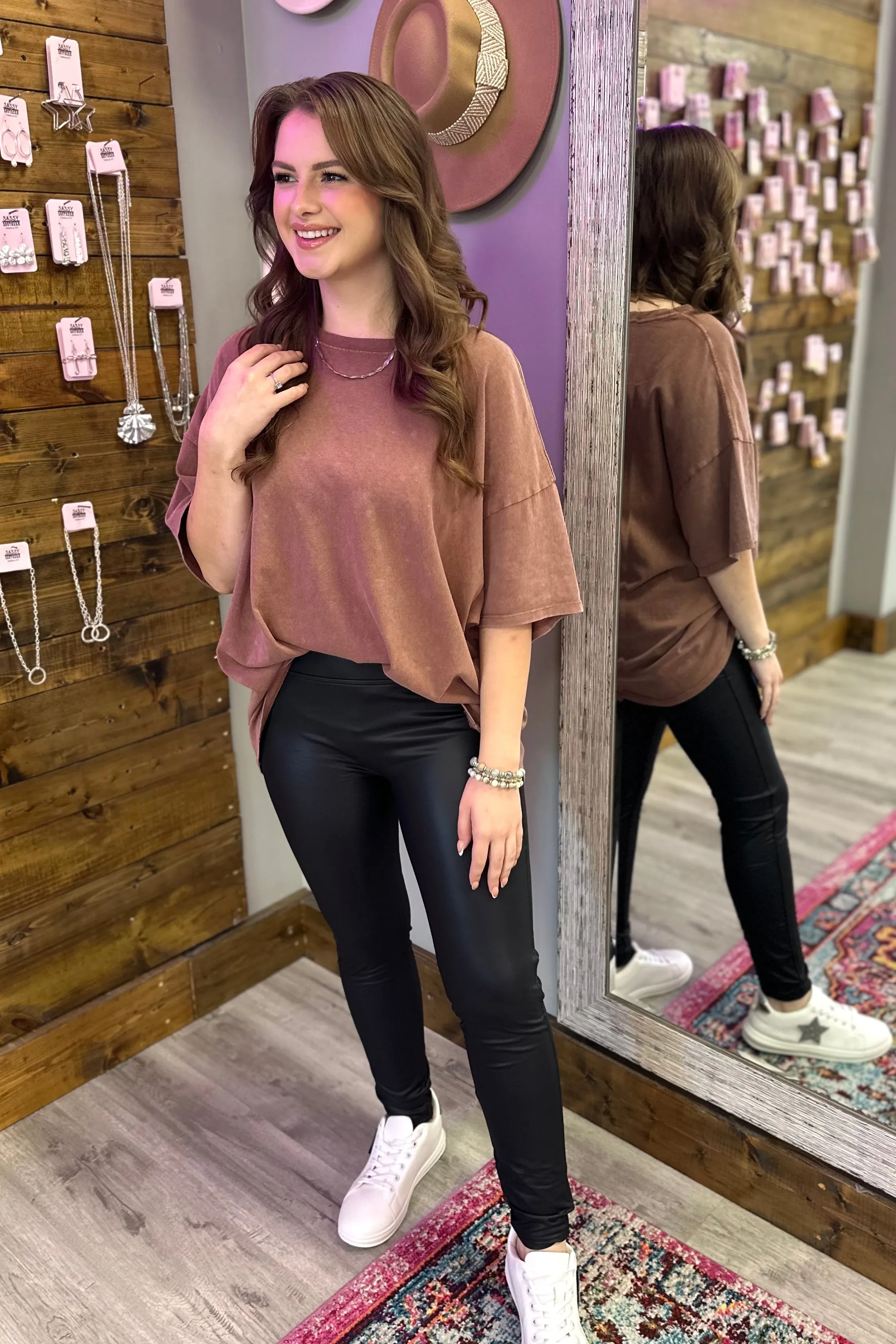 JOANHA Oversized Knit Top- Chestnut
