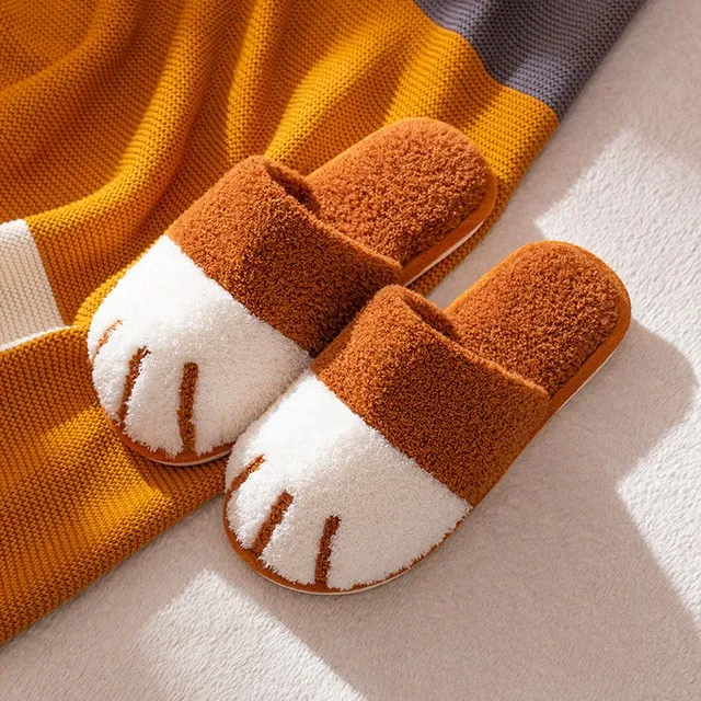 Kawaii Cat Paw Warm Fur Slippers