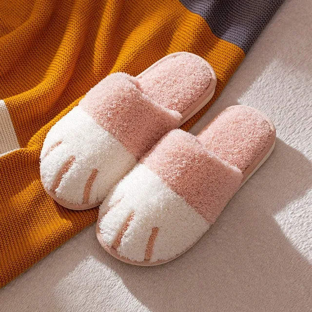 Kawaii Cat Paw Warm Fur Slippers
