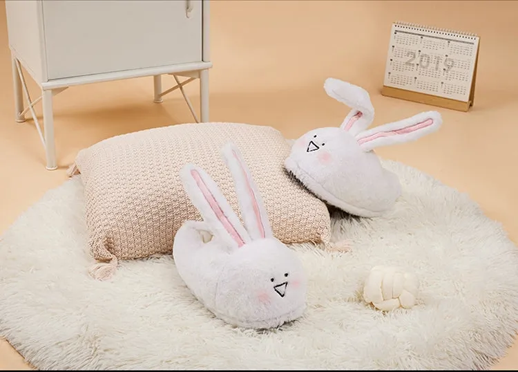 Kawaii White Bunny Plush Cotton Slippers