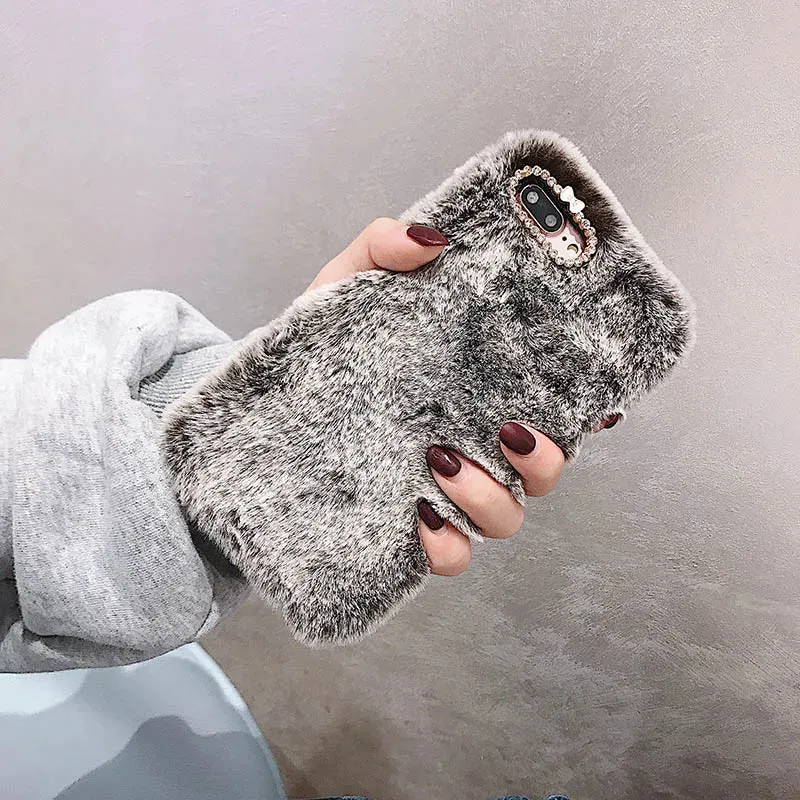 Luxury Love Pendant Cute Plush Fur Phone Case Cover For iPhone 15 14 13 12 Pro Max