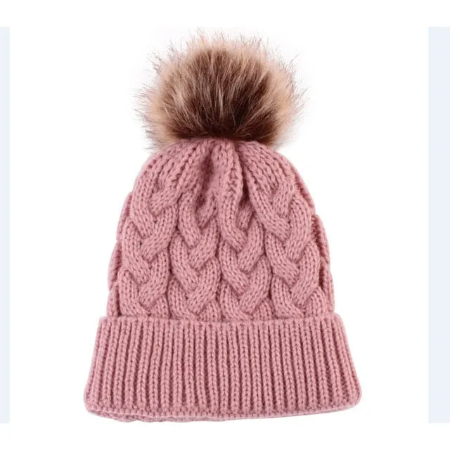 Mother & Baby Winter Warm Hats Set