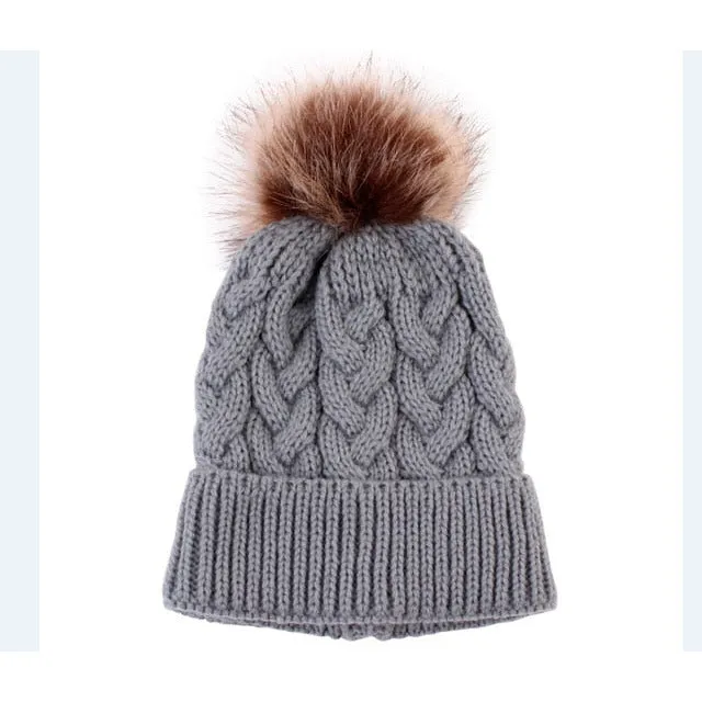 Mother & Baby Winter Warm Hats Set
