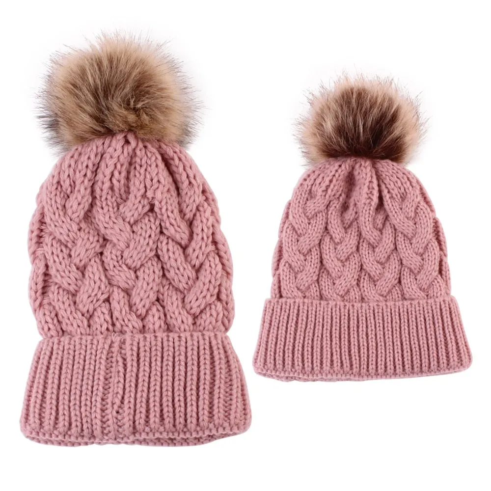 Mother & Baby Winter Warm Hats Set