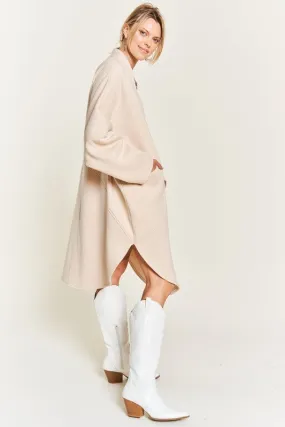 Oversized Brushed Knit Sweater Cardigan with Front Pocket