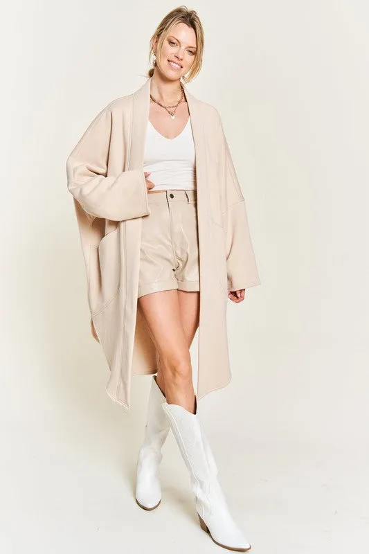 Oversized Brushed Knit Sweater Cardigan with Front Pocket