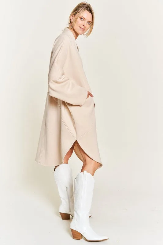 Oversized Brushed Knit Sweater Cardigan with Front Pocket