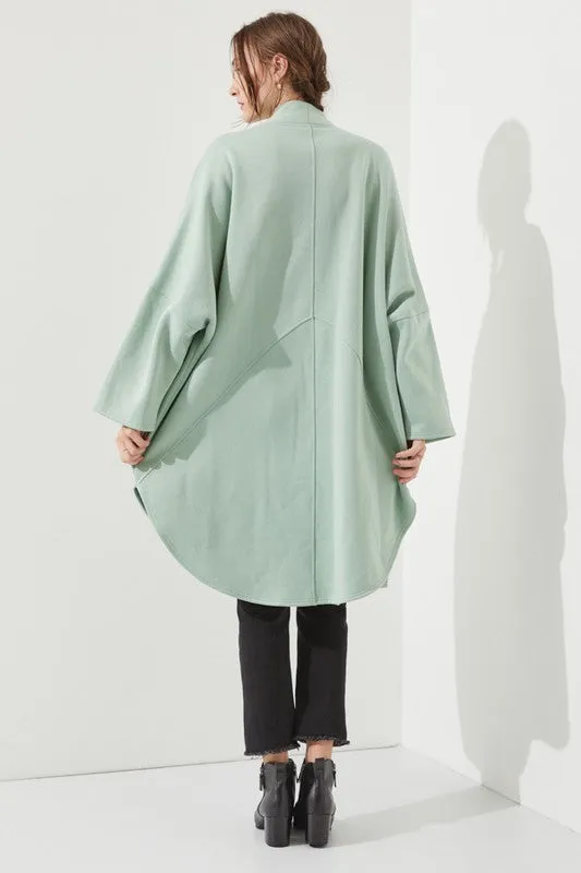 Oversized Brushed Knit Sweater Cardigan with Front Pocket