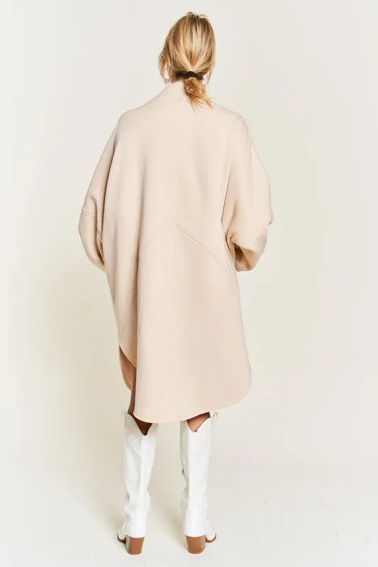 Oversized Brushed Knit Sweater Cardigan with Front Pocket