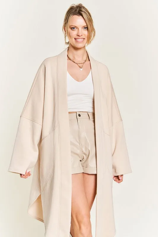 Oversized Brushed Knit Sweater Cardigan with Front Pocket