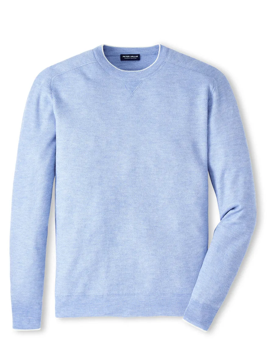 Peter Millar Voyager Cashmere-Silk Saddle Shoulder Crew in Tahoe Blue