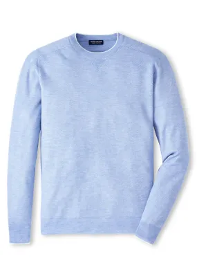 Peter Millar Voyager Cashmere-Silk Saddle Shoulder Crew in Tahoe Blue