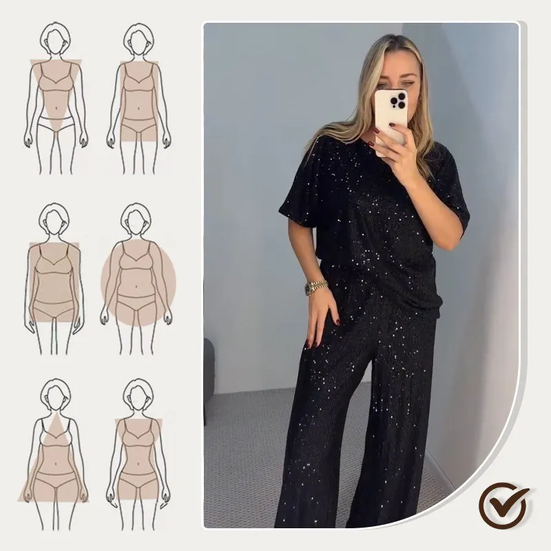 Spring Specials Women's Sequin Crewneck Top & Loose Trousers