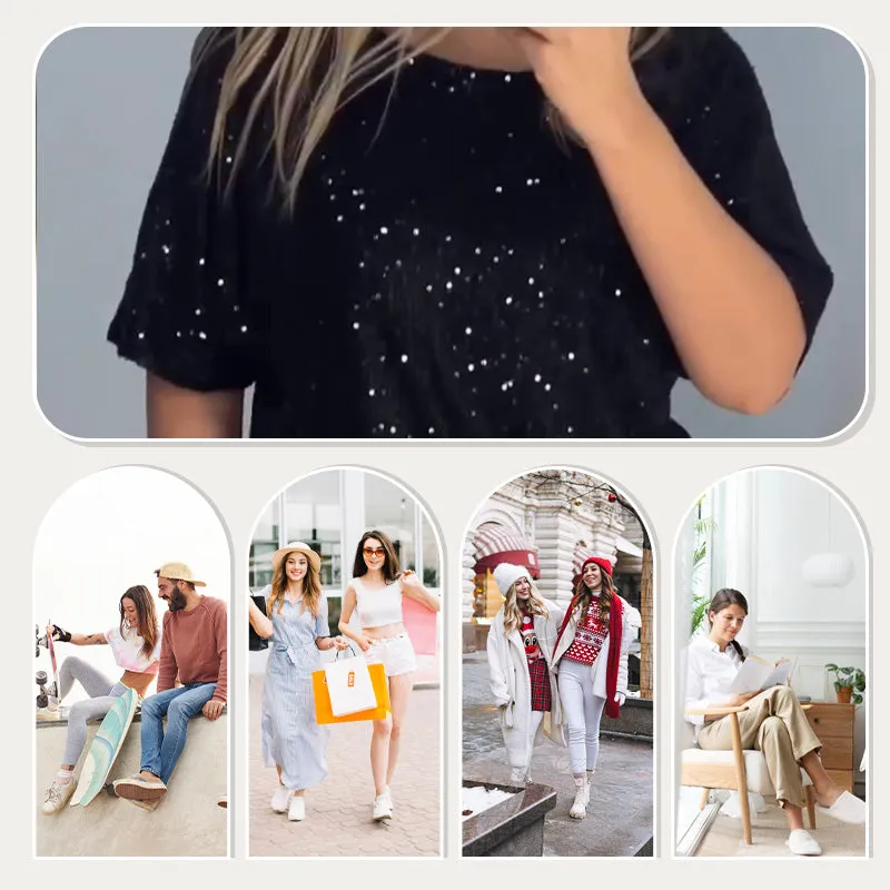 Spring Specials Women's Sequin Crewneck Top & Loose Trousers