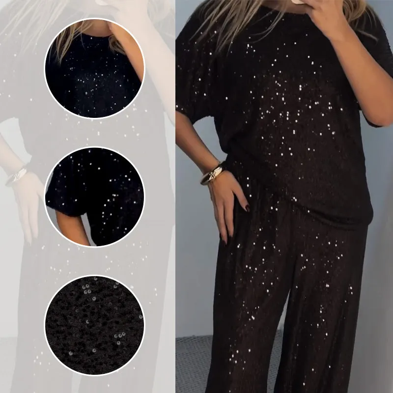 Spring Specials Women's Sequin Crewneck Top & Loose Trousers