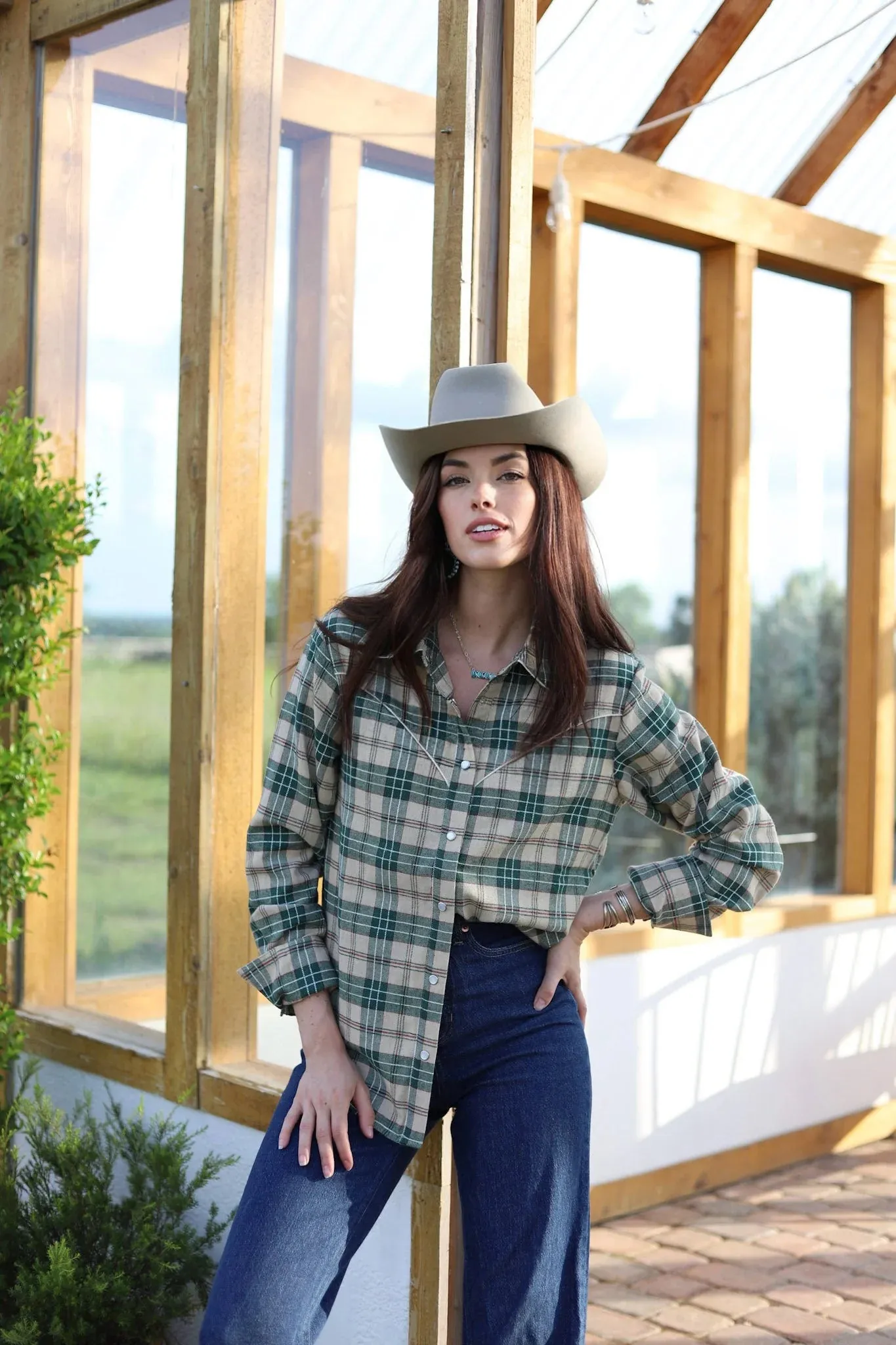 The Green Flannel Pearl Snap *FINAL SALE*